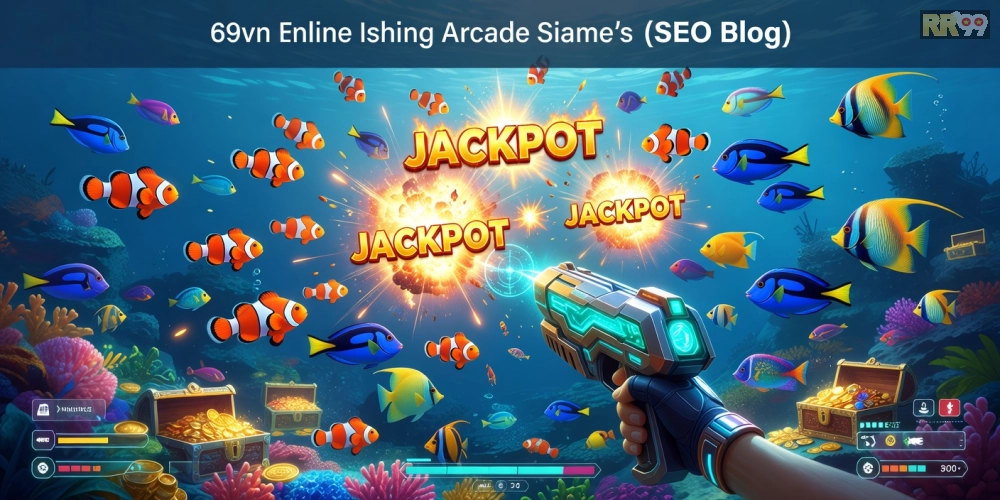 Minh họa giao diện game bắn cá nổ hũ 69vn với đồ họa sống động và jackpot hấp dẫn