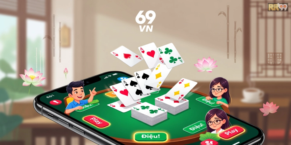 Hình minh họa khái niệm game bài tiến lên 69vn với giao diện chơi trực tuyến hấp dẫn